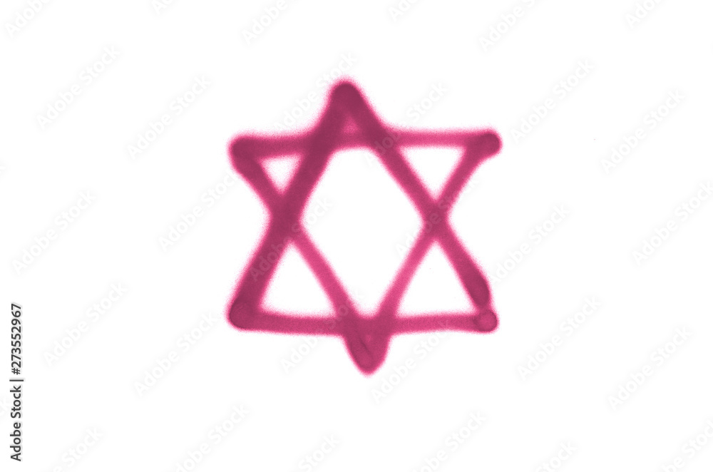 Graffiti star of David sprayed on white isolated background Graffiti star of David sprayed on white isolated background