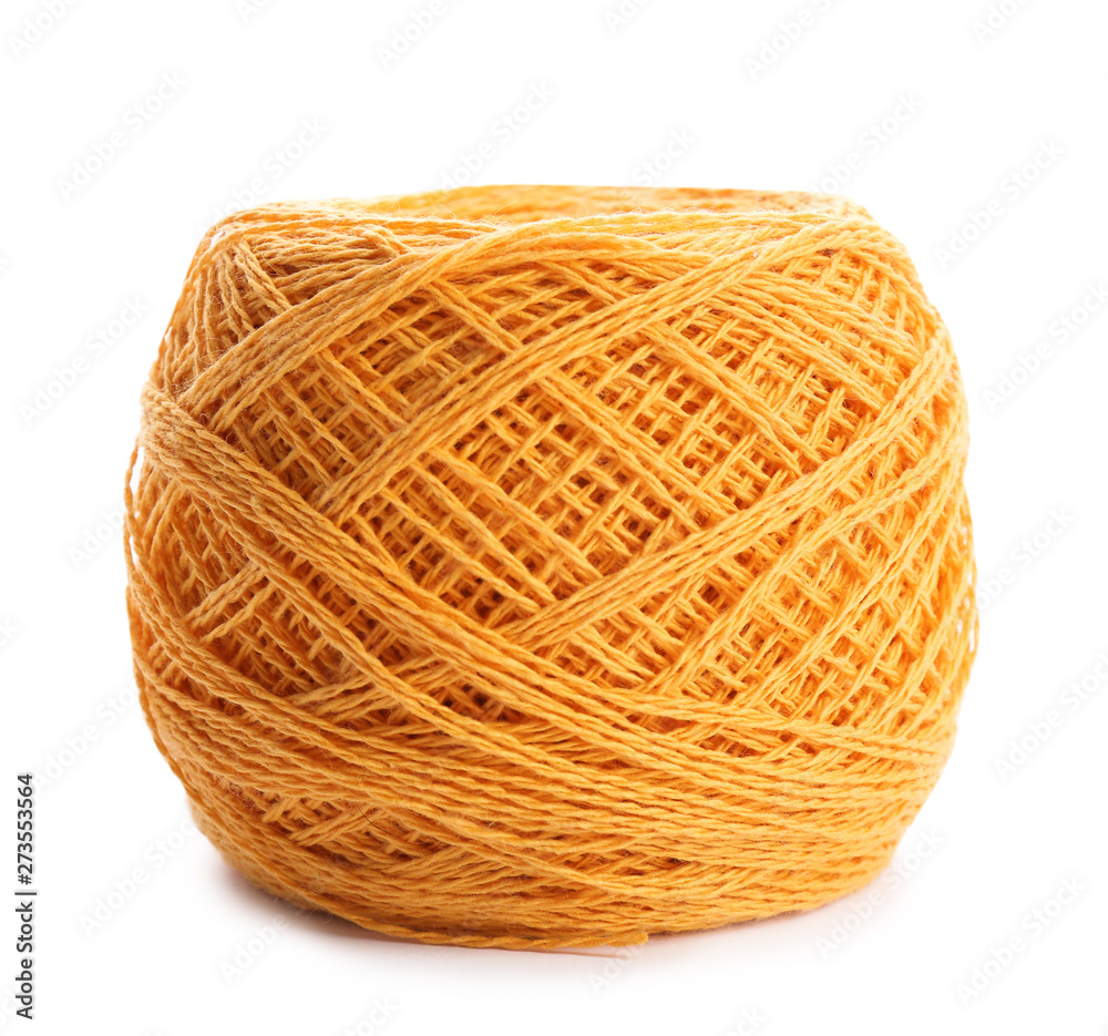 Clew of color knitting thread on white background Clew of color knitting thread on white background