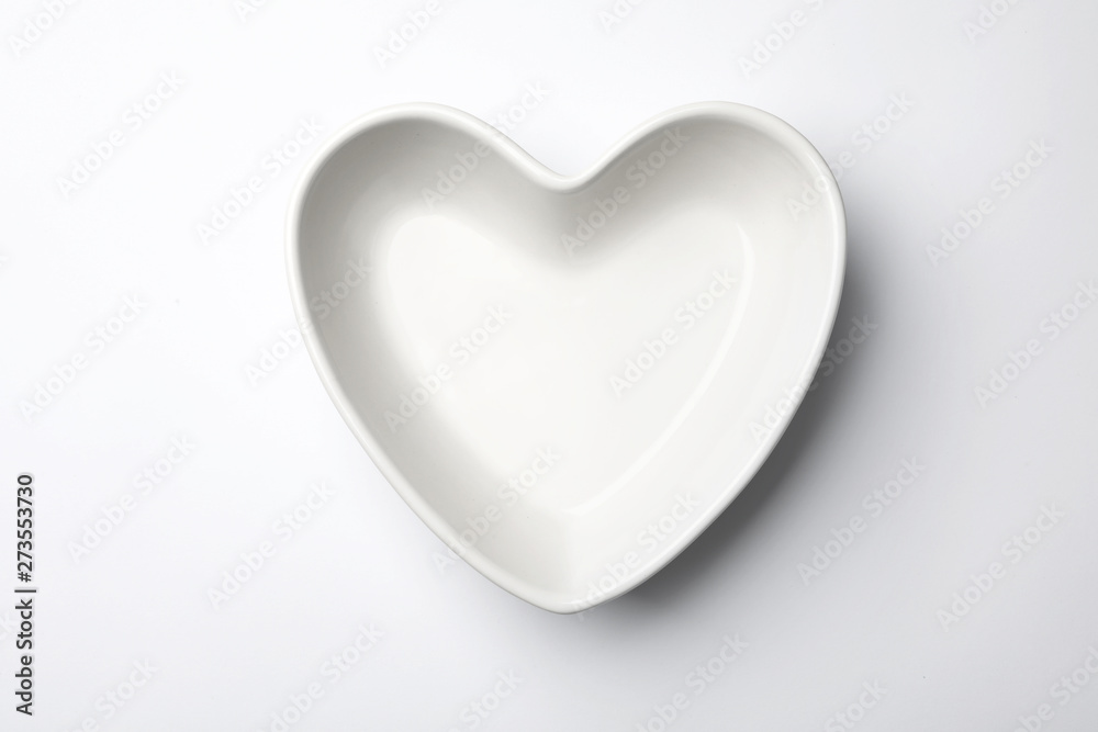 Fototapeta premium Clean empty plate on white background, top view