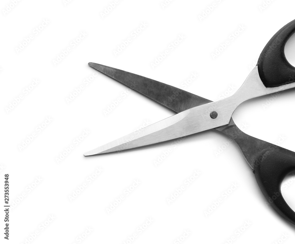 Pair of sharp scissors on white background Pair of sharp scissors on white background