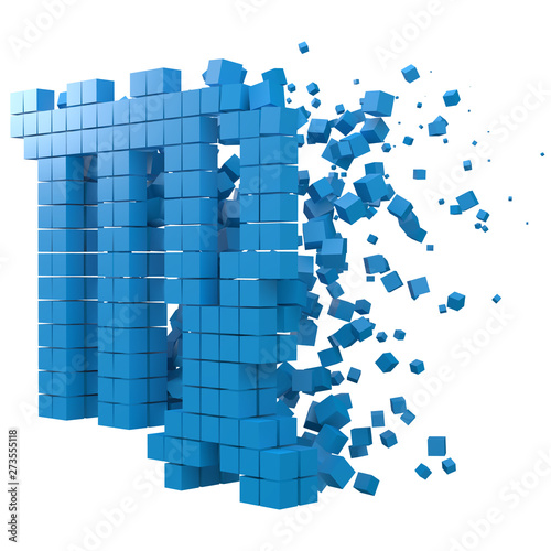 virgo zodiac sign shaped data block. version with blue cubes. 3d pixel style vector illustration.