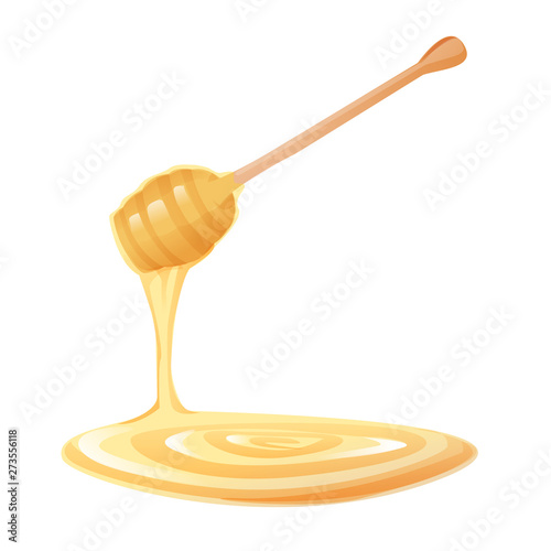 dipper dipping liquid honey isolated