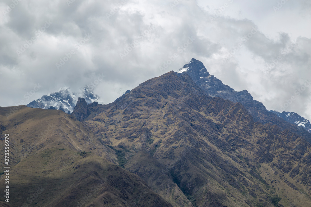 View of the Andean mountain range and the snowy La Veronica in Cusco-PERU