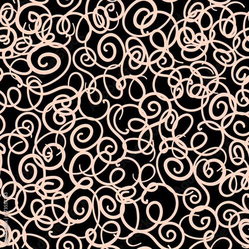Vector seamless pattern. Modern stylish texture. Repeating abstract background with tangled hank of thin lines.