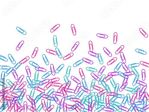 Stationary paperclips isolated on white background