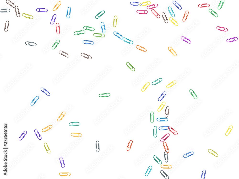 Stationary paperclips isolated on white background