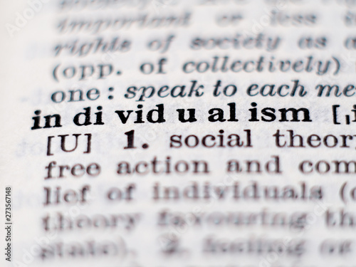 Photos Dictionary definition of word individualism. Selective focus.