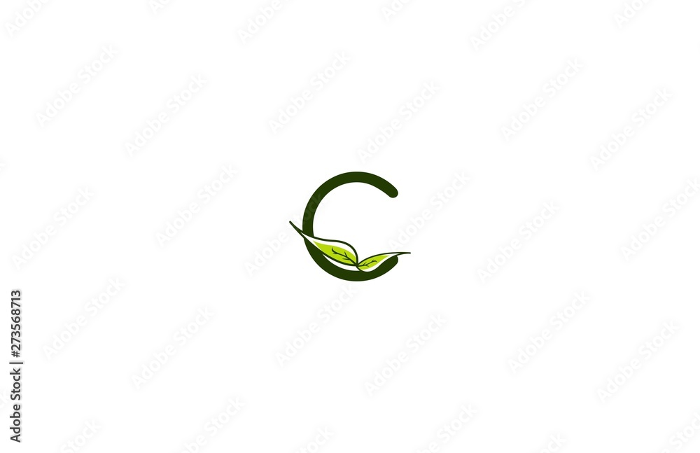 Letter C Stylish Monogram Minimalism Green Leaf Logo Design Illustration Letter C Stylish Monogram Minimalism Green Leaf Logo Design Illustration