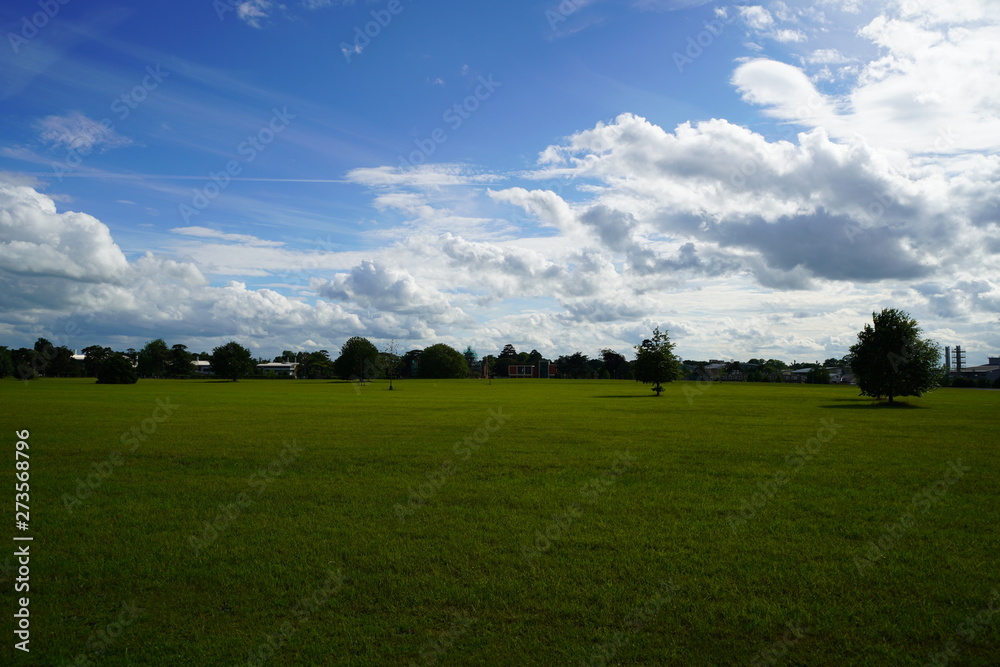 green landscape with blue sky and clouds, Cambridge, 2019 green landscape with blue sky and clouds, Cambridge, 2019