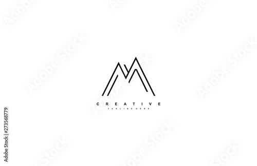 Letter M Monoline Linear Minimalism Modern Type Logo