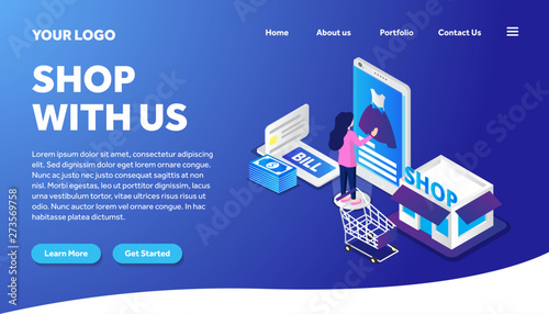 online shopping isometric creative illustration vector of graphic , people in online shopping isometric illustration vector , vector online shopping isometric for website landing page template