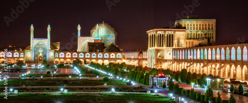 Naqshe Cehan Square in Kashan Iran Before Dawn During Blue Hour. photo
