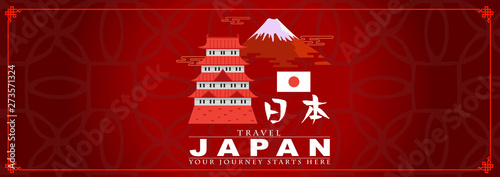 Vacation Travel to Japan and landmark, a word ri ben mean japan, vector illustration.