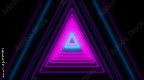 3D Abstract Lights neon triangles. Loop animation.