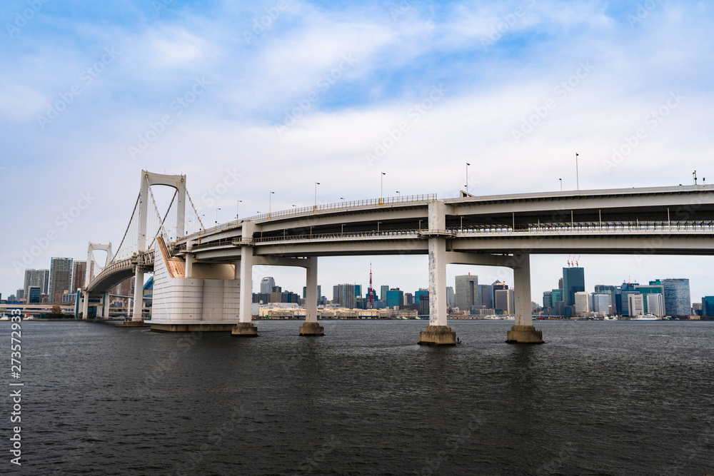 Rainbow bridge in Tokyo, Japan