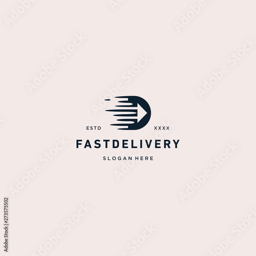 Letter D fast delivery logo vector illustration
