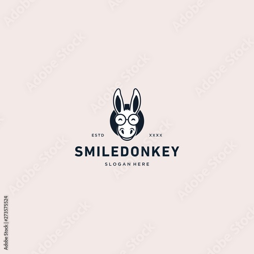 Leinwand Poster Smile donkey logo vector illustration