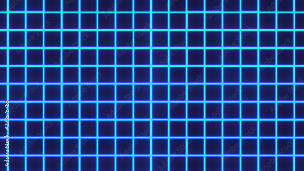 Futuristic Grid Retro Neon Theme Color Element Graphic Design. Abstract Net Square Glow Light Laser Party Effect Illustration.