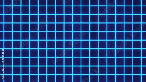 Futuristic Grid Retro Neon Theme Color Element Graphic Design. Abstract Net Square Glow Light Laser Party Effect Illustration.