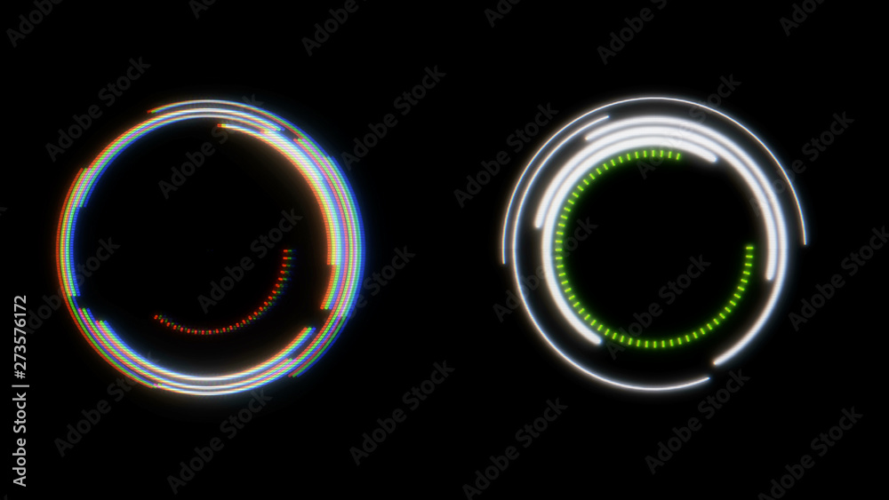 Fototapeta premium HUD Futuristic Spin Circles Crosshair Element Shape Target Monitor User Communication Interface Concept. Virtual Abstract Hi Technology UI Interactive Screen Illustration Design.