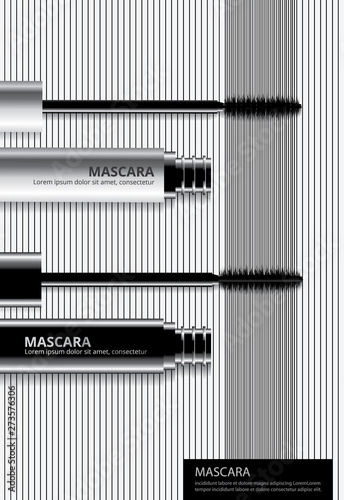 Poster Cosmetic Mascara with Packaging Vector Illustration