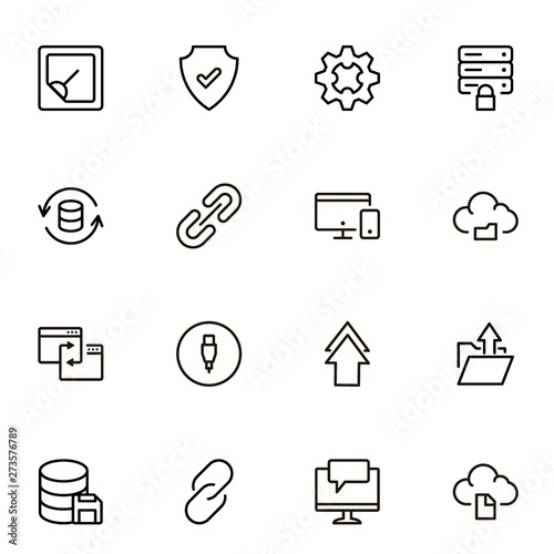 Web hosting line icon set.