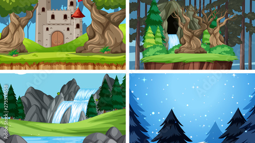 Set of nature landscape