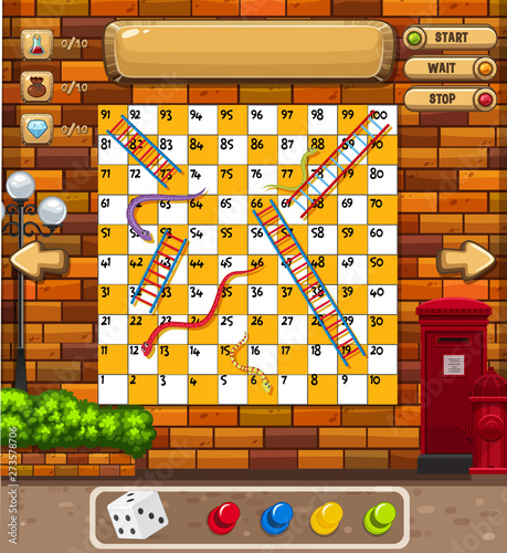 A snake boardgame template