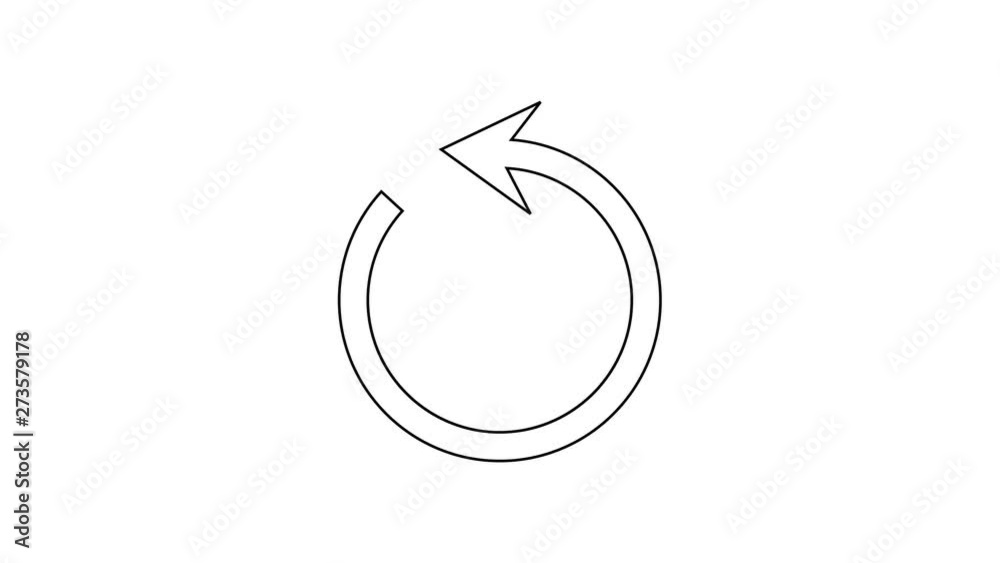 Black Refresh line icon on white background. Reload symbol. Rotation arrow in a circle sign. 4K Video motion graphic animation