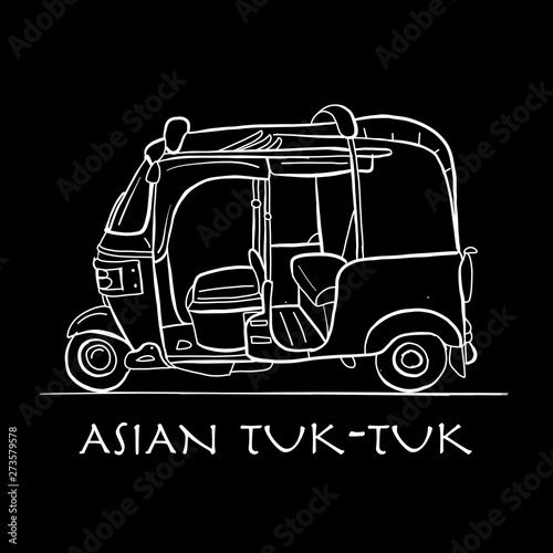 Tuktuk, motorbike asian taxi. Sketch for your design