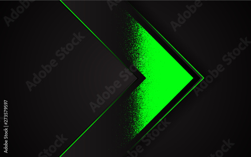 Abstract green light arrow on black with line design modern luxury futuristic technology background. Metal texture concept for use cover, banner, card, website, advertising, wallpaper