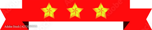 Illustration of a three star red title ribbon 