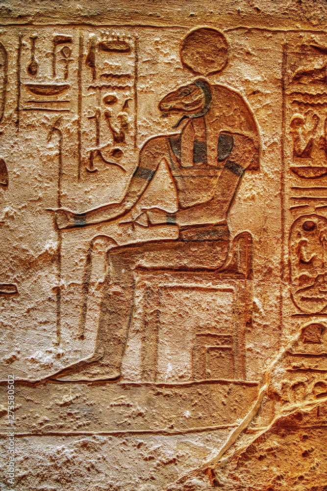 Stone Bas Relief Images Carved Into Wall at Luxor Temple in Aswan Egypt. Stone Bas Relief Images Carved Into Wall at Luxor Temple in Aswan Egypt.