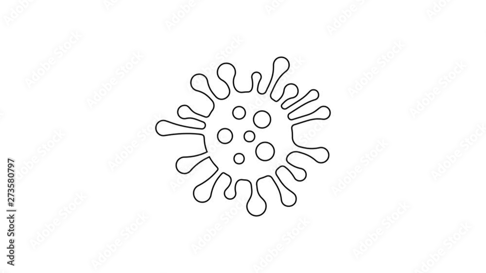 Black Bacteria line icon on white background. Bacteria and germs, microorganism disease causing, cell cancer, microbe, virus, fungi. 4K Video motion graphic animation Black Bacteria line icon on white background. Bacteria and germs, microorganism disease causing, cell cancer, microbe, virus, fungi. 4K Video motion graphic animation