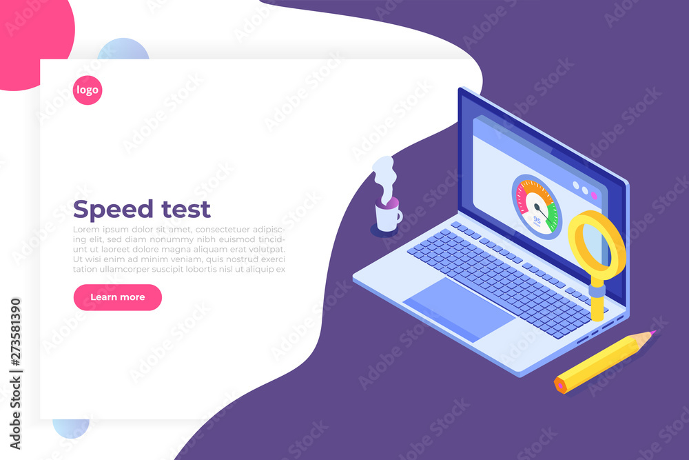 Fototapeta premium Internet download Speed test isometric concept. Vector illustration