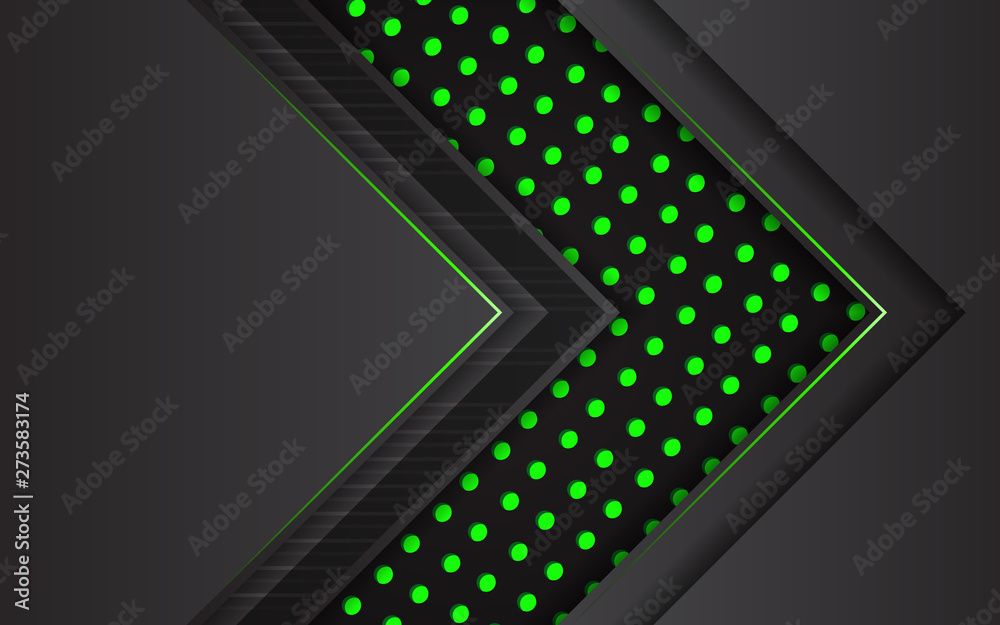 Green arrow direction on dark blank space vector background with dots light decoration Green arrow direction on dark blank space vector background with dots light decoration