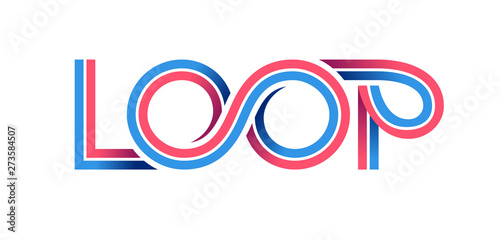 Loop logo. Vector ribbon lettering isolated on white background