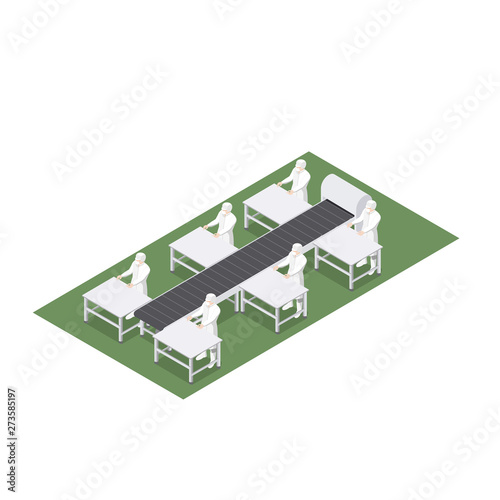 Automated production line with conveyor belt in food engineering