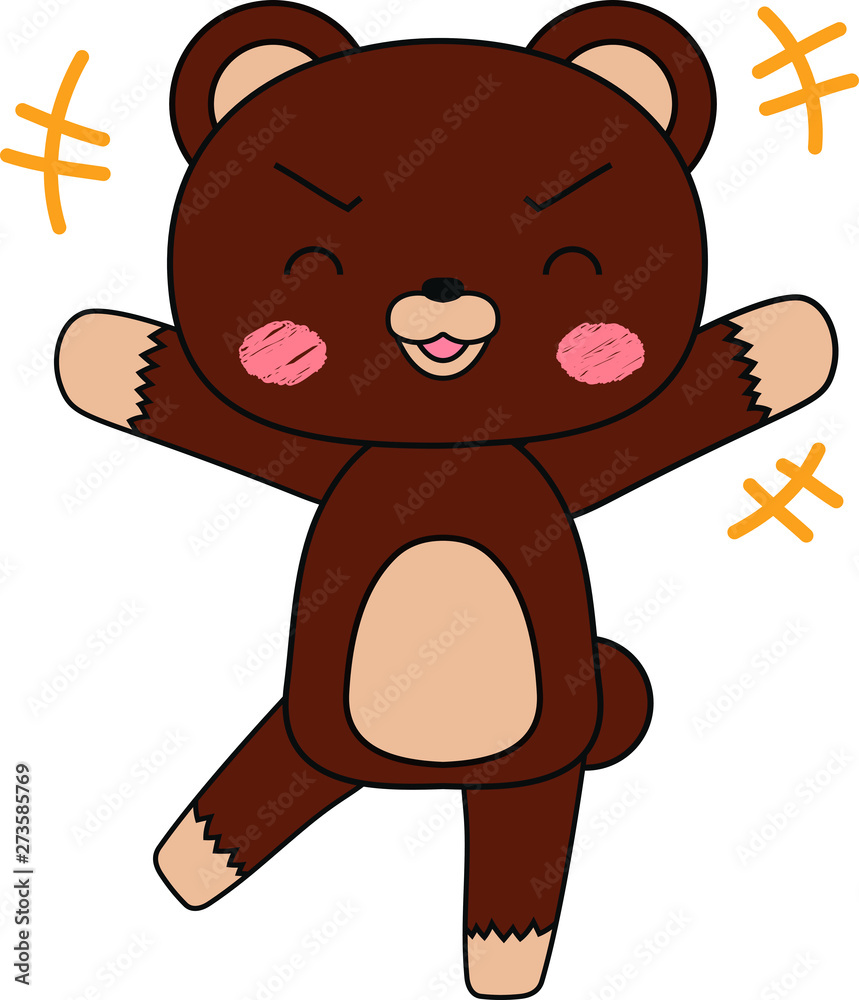 Obraz premium Full-length illustration of the cute brown Bear character