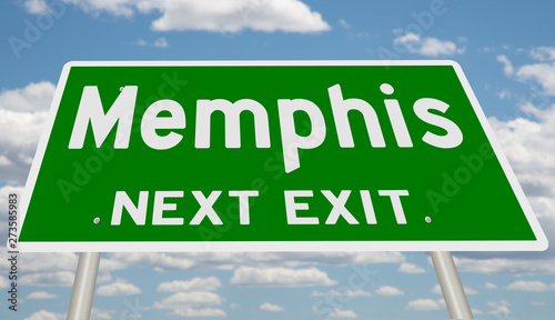 Rendering of a green highway sign for Memphis photo