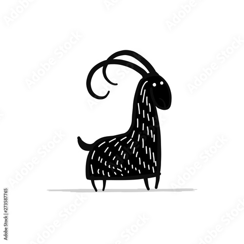 Funny goat, simple sketch for your design