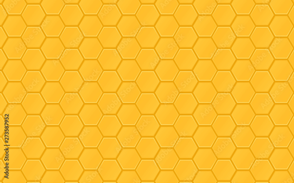 Honeycomb pattern vector background. Honeybee ornament hexagon texture. Beehive orange and yellow of geometric shapes