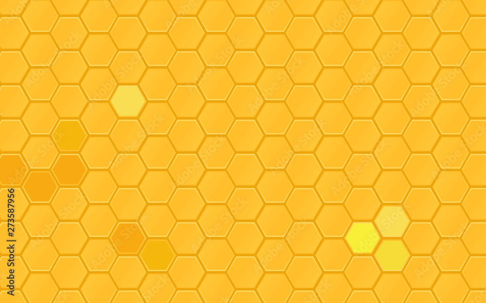 Honeycomb pattern vector background. Honeybee ornament hexagon texture. Beehive orange and yellow of geometric shapes