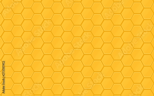 Honeycomb pattern vector background. Honeybee ornament hexagon texture. Beehive orange and yellow of geometric shapes