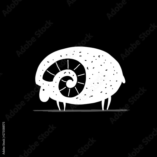Cute ram, simple sketch for your design
