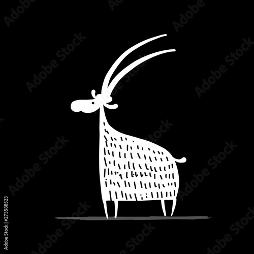 Funny goat, simple sketch for your design