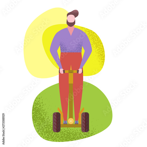 Man riding a two-wheeled scooter, gyro in park