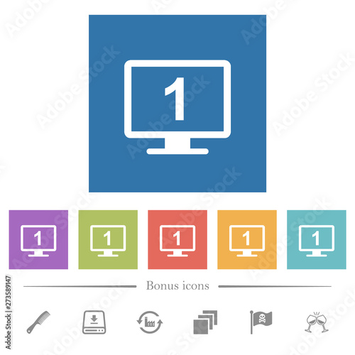 Primary display flat white icons in square backgrounds