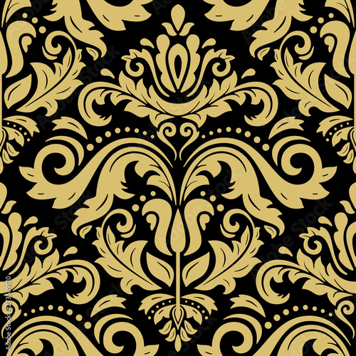 Orient classic pattern. Seamless abstract background with vintage elements. Orient black and golden background