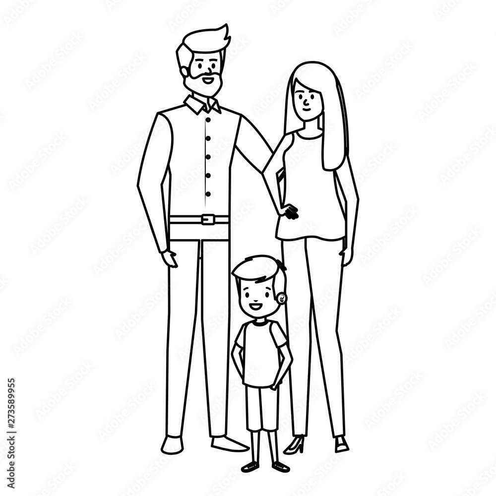 adults parents couple with little son adults parents couple with little son